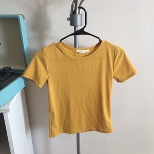 yellow, cropped shirt